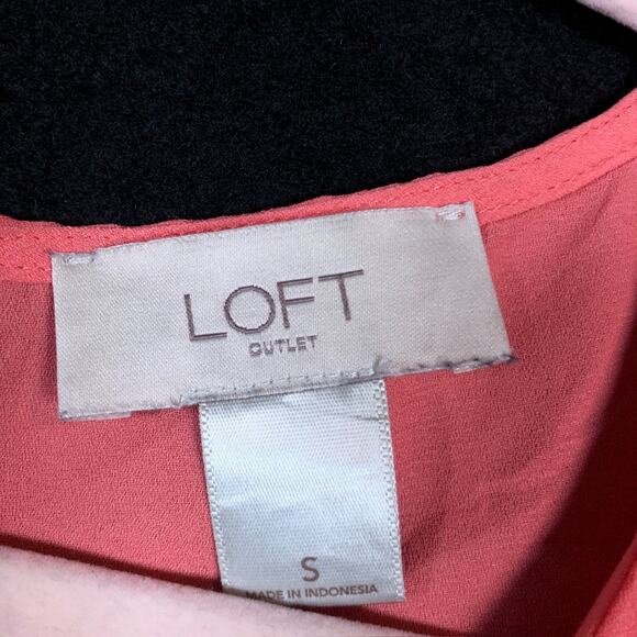 LOFT Outlet Womens Blouse Pink Pleated Crew Neck Sleeveless Small - Picture 6 of 12